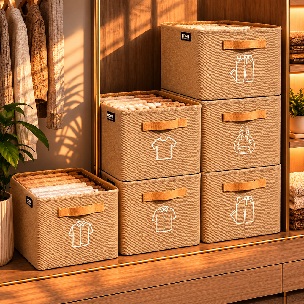 Closet Storage Organizer Box – Foldable Fabric Bins for Clothes, Pants, Shirts & More
