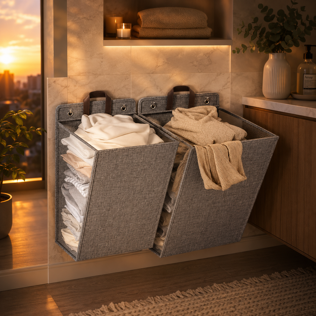 Wall Mounted Foldable Laundry Basket | Hanging Oxford Fabric Laundry Hamper Organizer