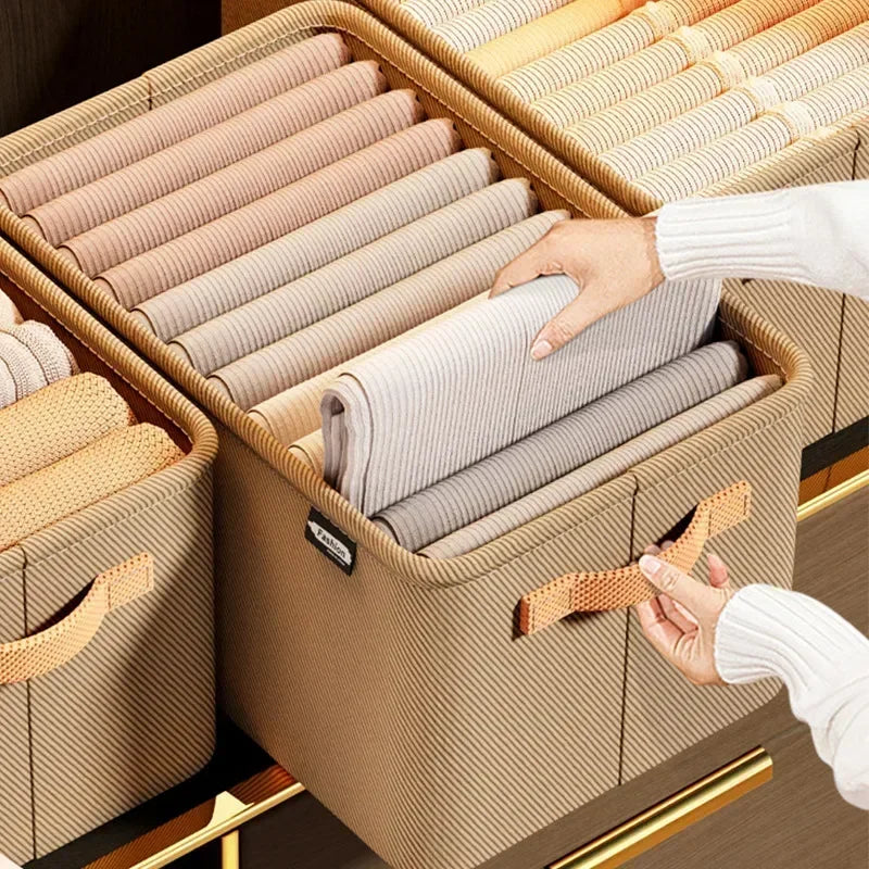 Closet Storage Organizer Box – Foldable Fabric Bins for Clothes, Pants, Shirts & More