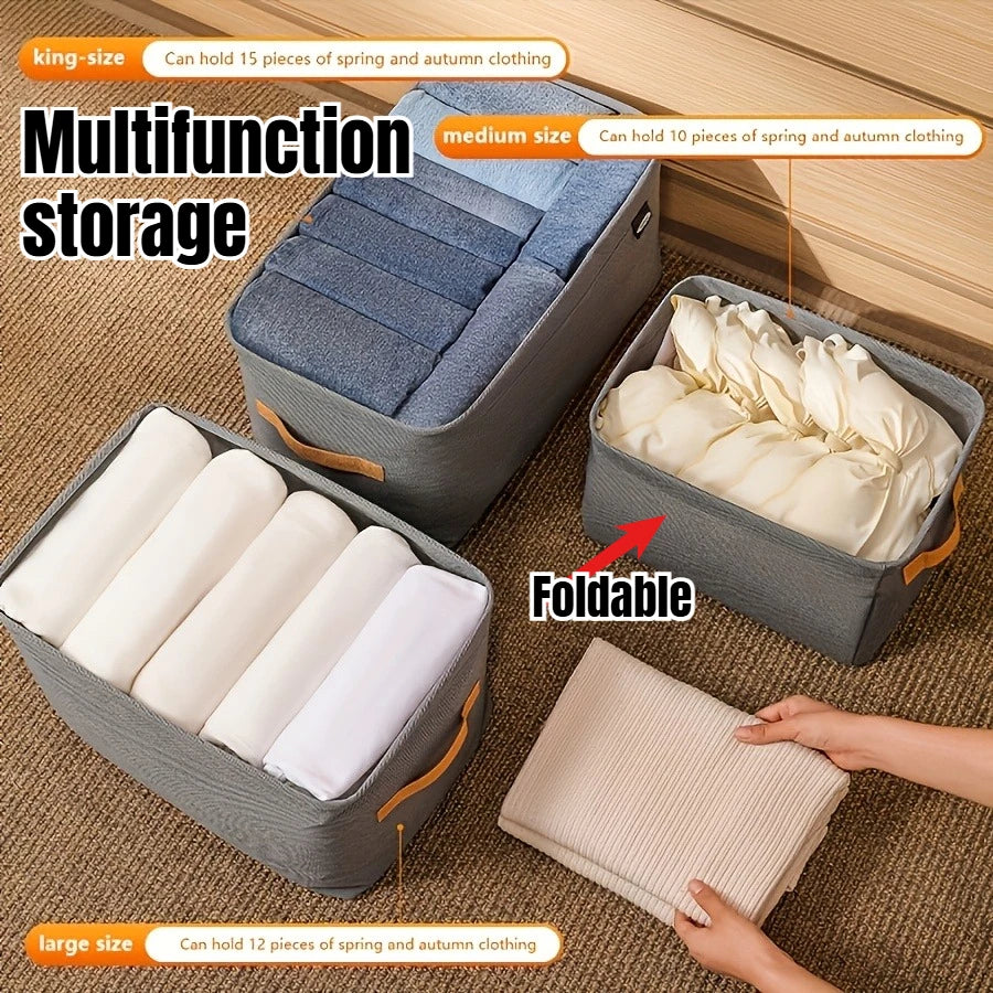 Closet Storage Organizer Box – Foldable Fabric Bins for Clothes, Pants, Shirts & More