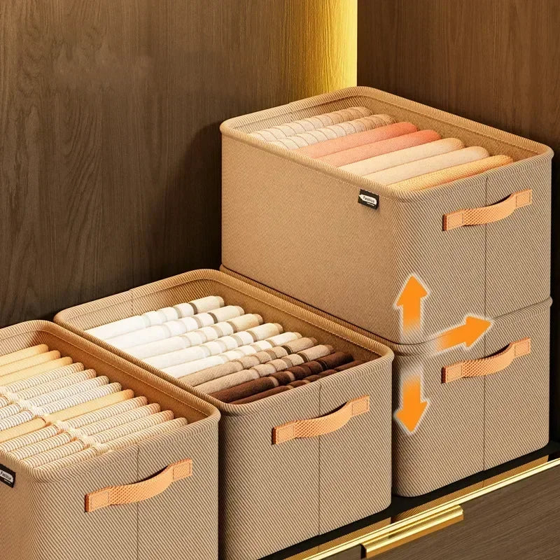 Closet Storage Organizer Box – Foldable Fabric Bins for Clothes, Pants, Shirts & More