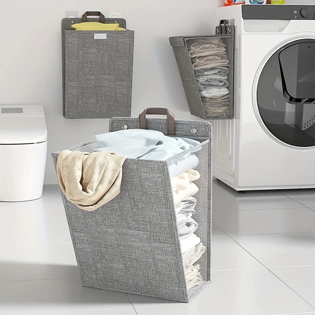 Wall Mounted Foldable Laundry Basket | Hanging Oxford Fabric Laundry Hamper Organizer