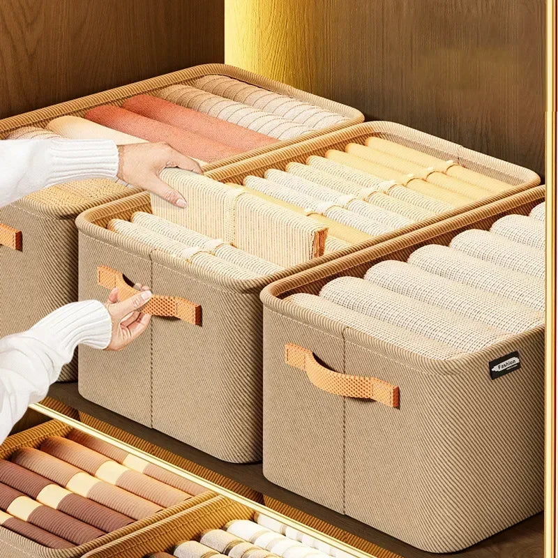 Closet Storage Organizer Box – Foldable Fabric Bins for Clothes, Pants, Shirts & More