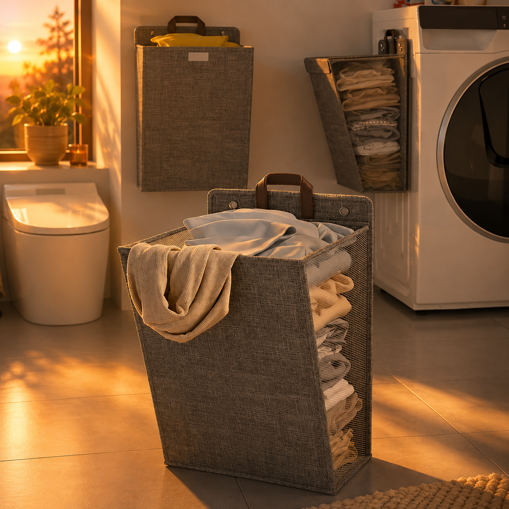 Wall Mounted Foldable Laundry Basket | Hanging Oxford Fabric Laundry Hamper Organizer