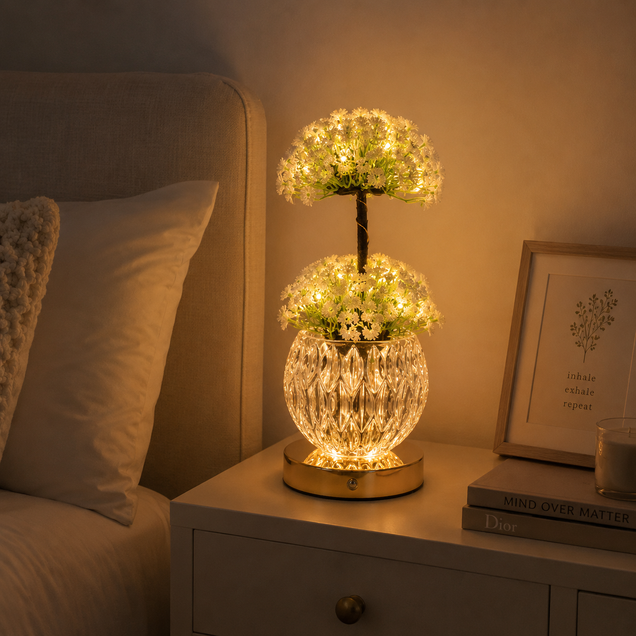 Tulip & Floral Tree Lamp Light | Rechargeable LED Light for Bedroom & Home Decor