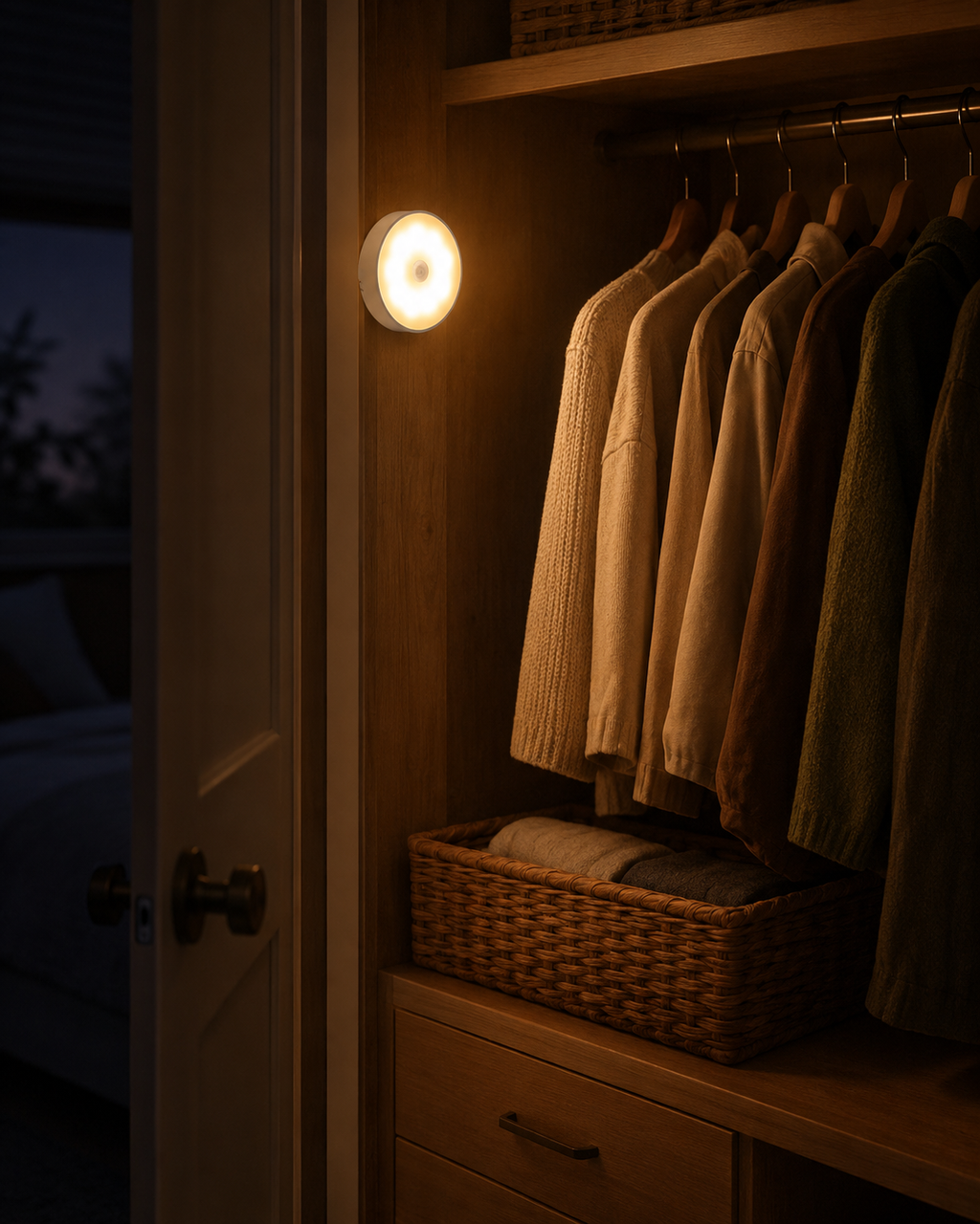 Rechargeable Motion Sensor Closet Light | Magnetic LED Night Light for Wardrobes, Hallways & Bedrooms