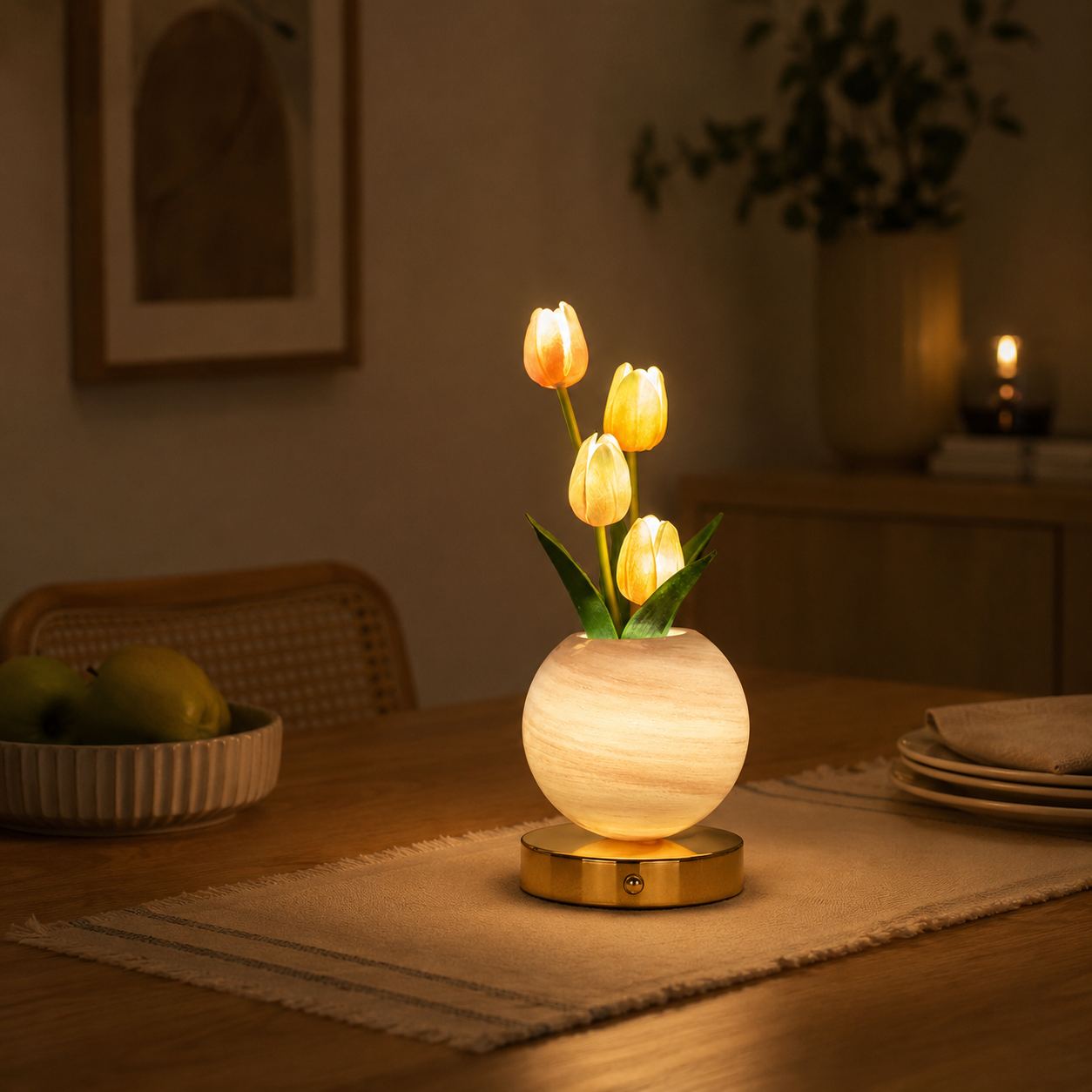 Tulip & Floral Tree Lamp Light | Rechargeable LED Light for Bedroom & Home Decor