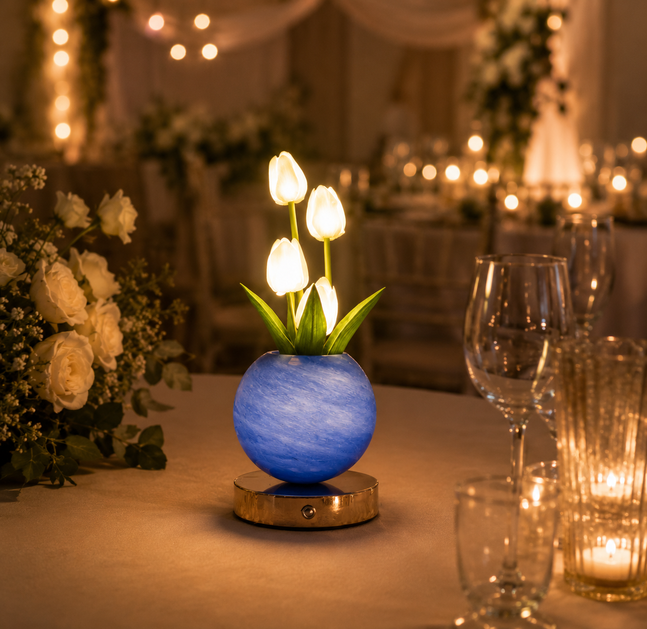 Tulip & Floral Tree Lamp Light | Rechargeable LED Light for Bedroom & Home Decor